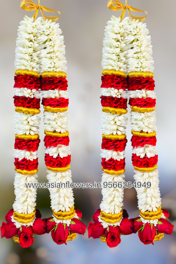 Tuberose red petals and gold Garland (29)