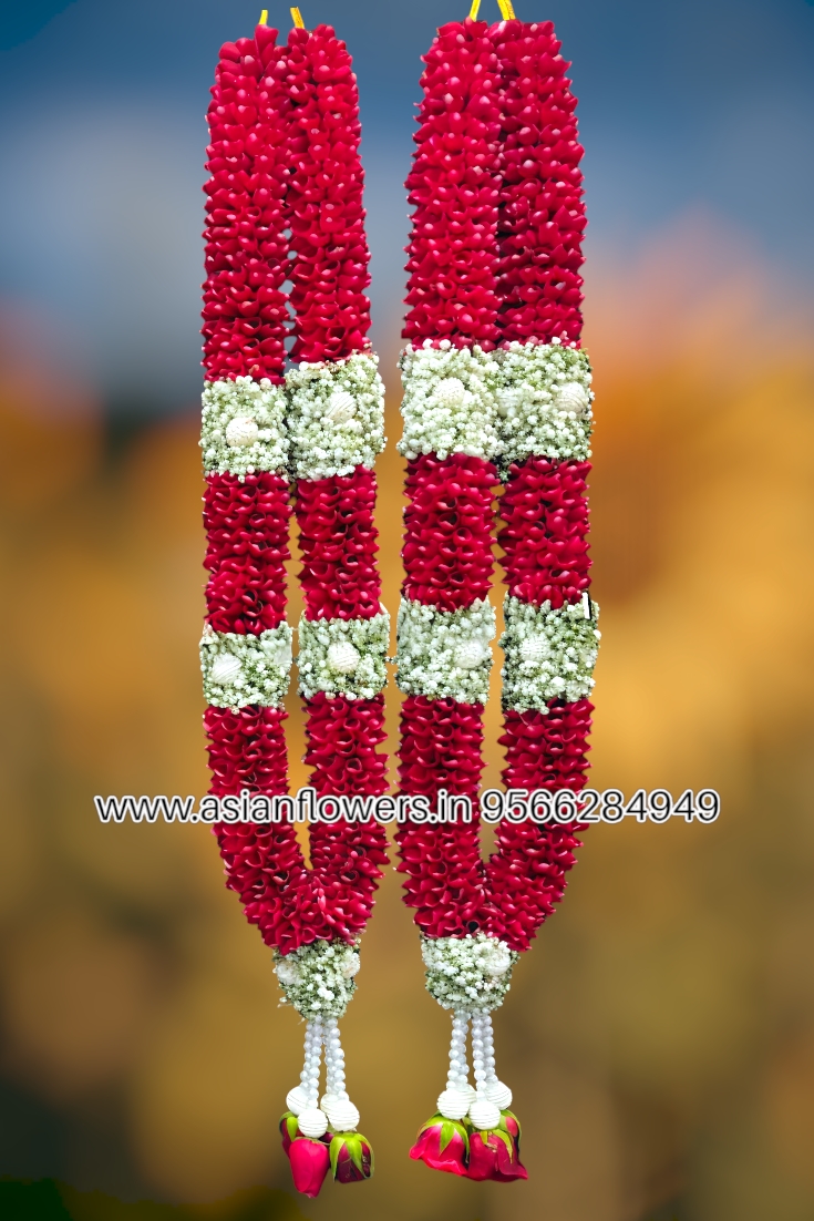 White pearl, gypsy with Red petal Garland (282)